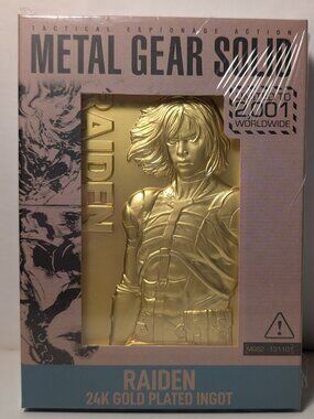 Metal Gear Solid 2 Raiden 24k Gold Plated Statue Official MGS Metal Figurine